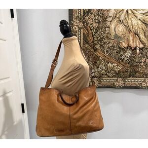 Velez Tote Bag‎ Womens Large Brown Leather Embossed Shoulder Crossbody Purse